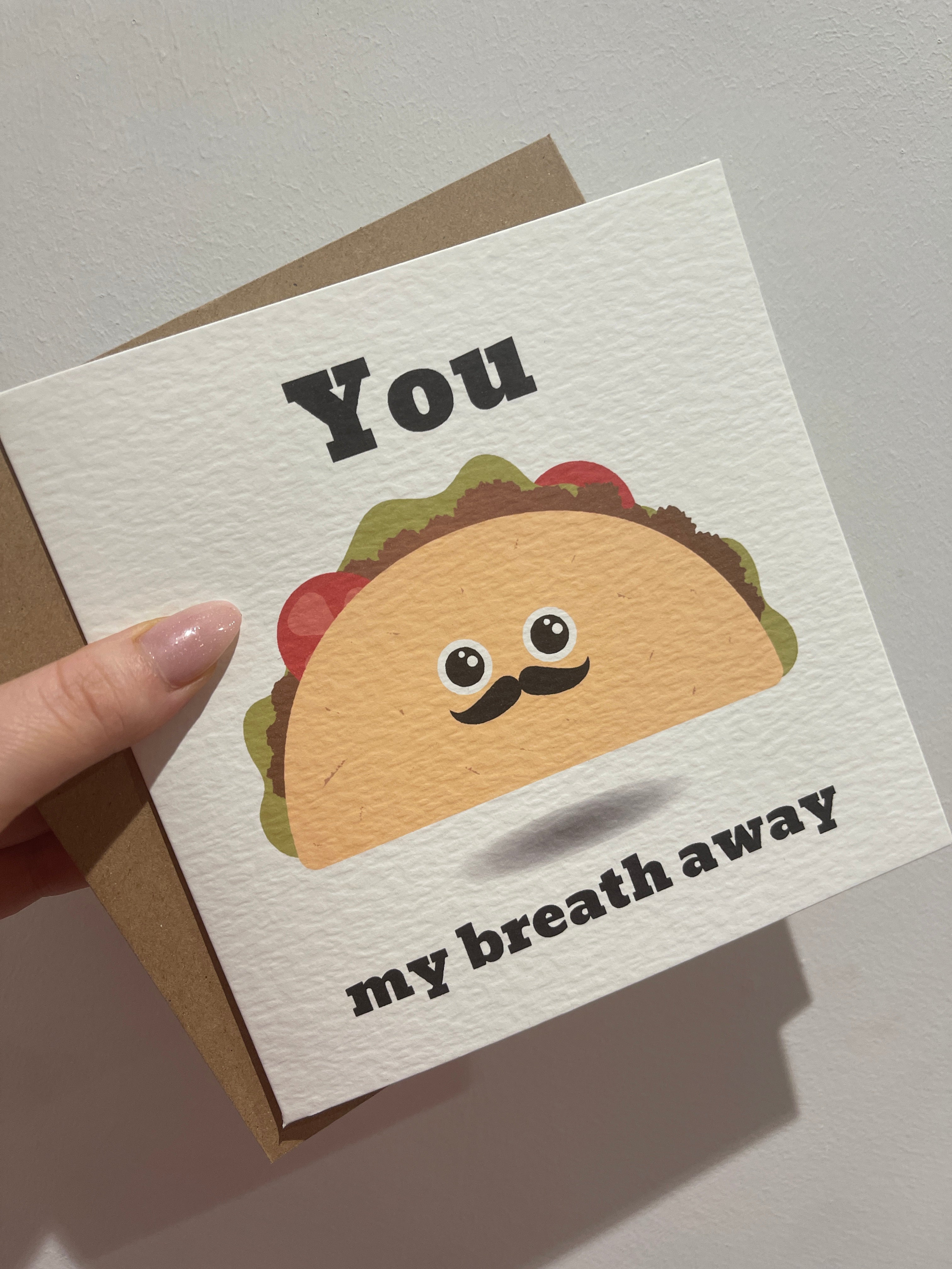 You Taco My Breath Away Valentines Day Funny Humorous Hammered Card & Envelope-1