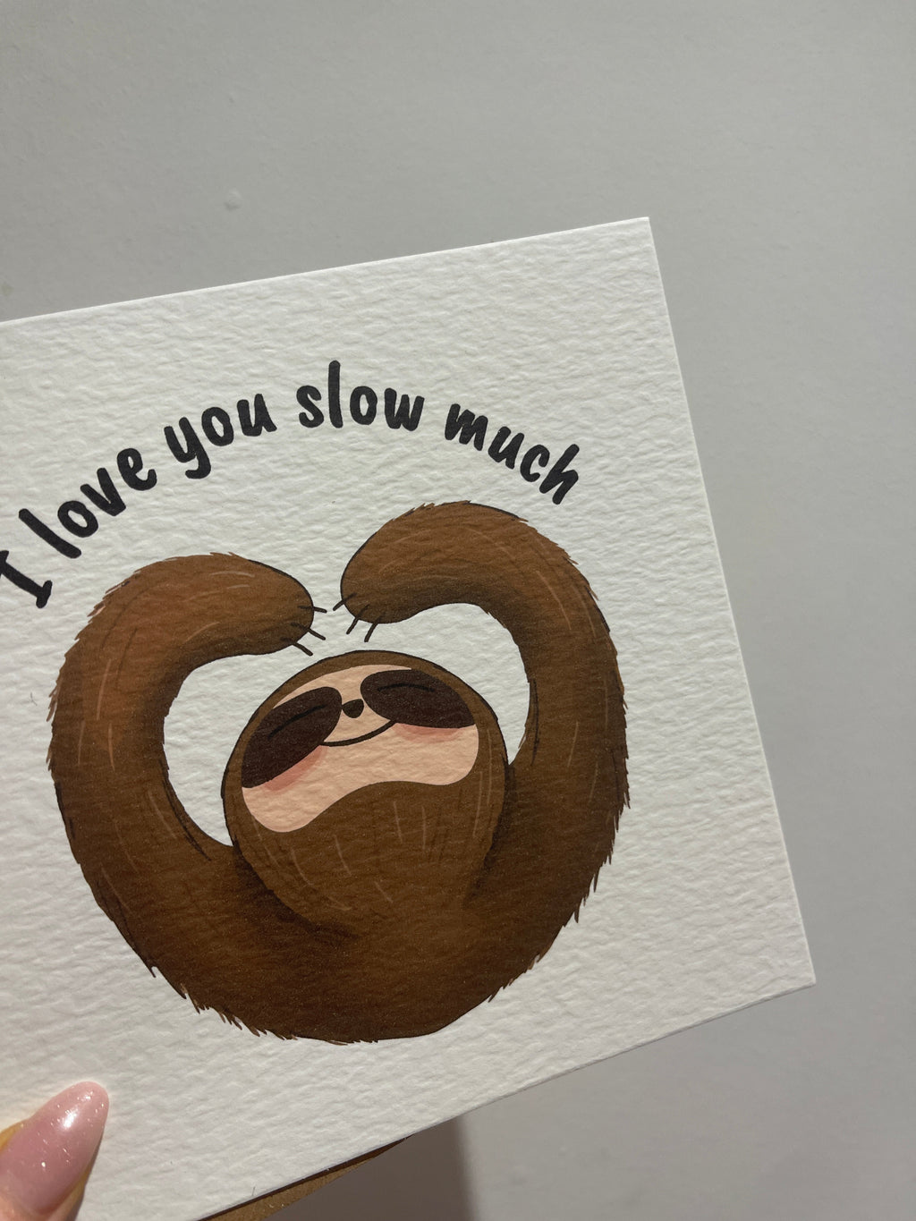 I Love You Slow Much Sloth Valentines Day Funny Humorous Hammered Card & Envelope-1