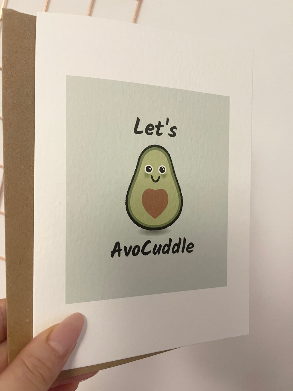 Let's Avocuddle Valentines Day Funny Humorous Hammered Card & Envelope-1