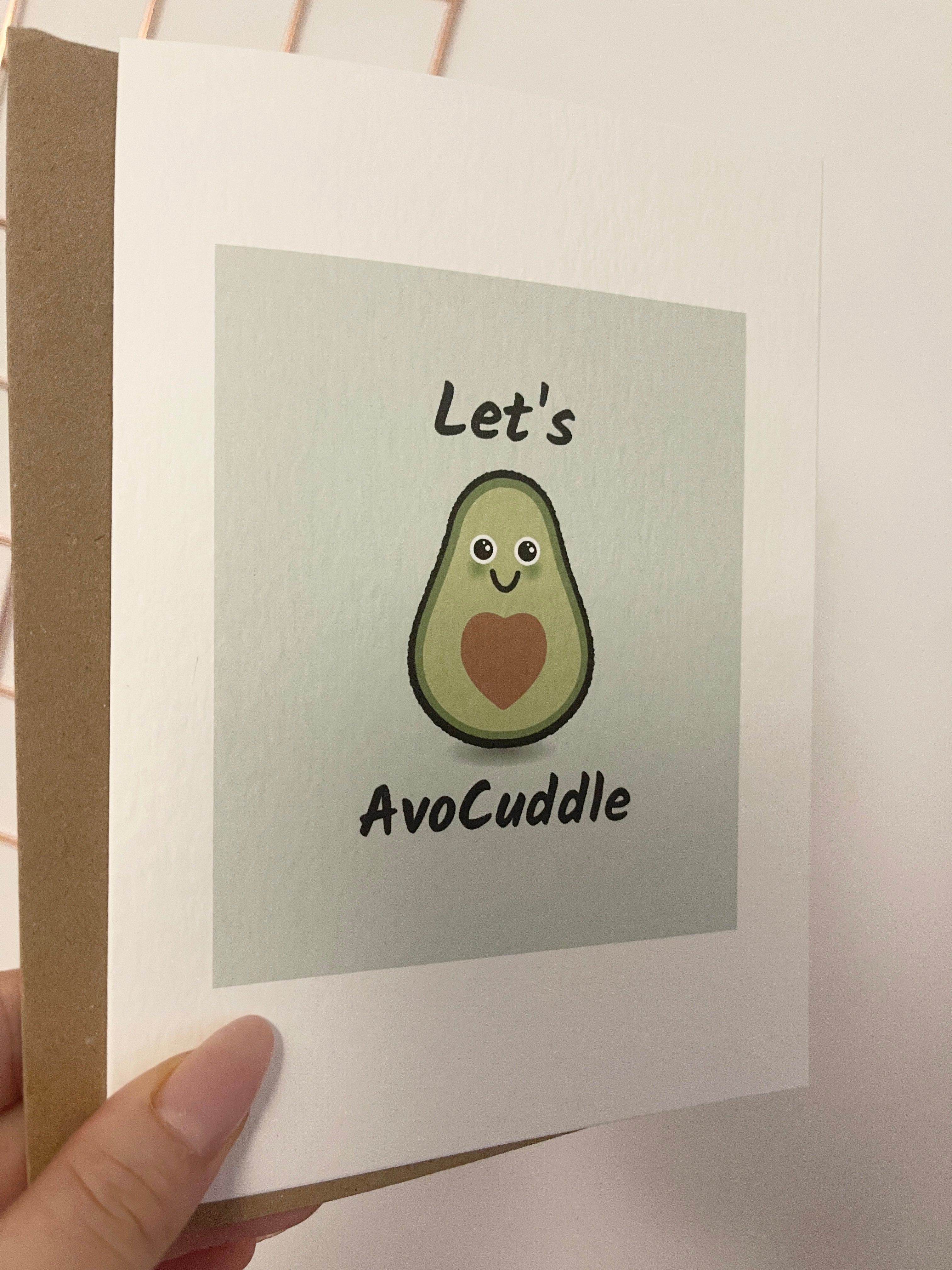 Let's Avocuddle Valentines Day Funny Humorous Hammered Card & Envelope-1