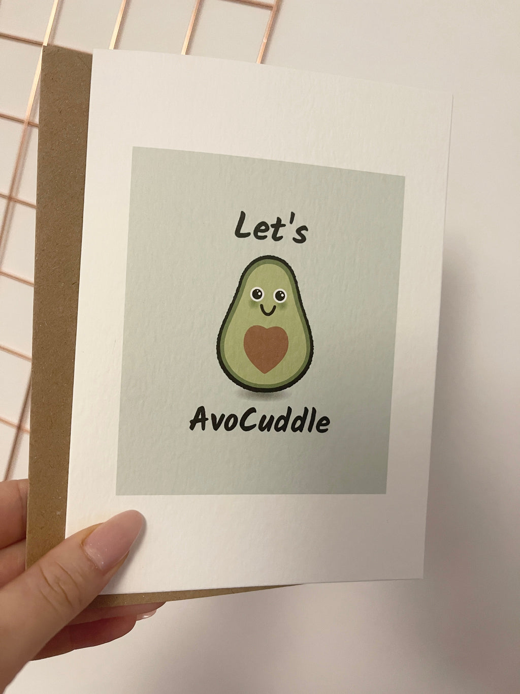 Let's Avocuddle Valentines Day Funny Humorous Hammered Card & Envelope-0