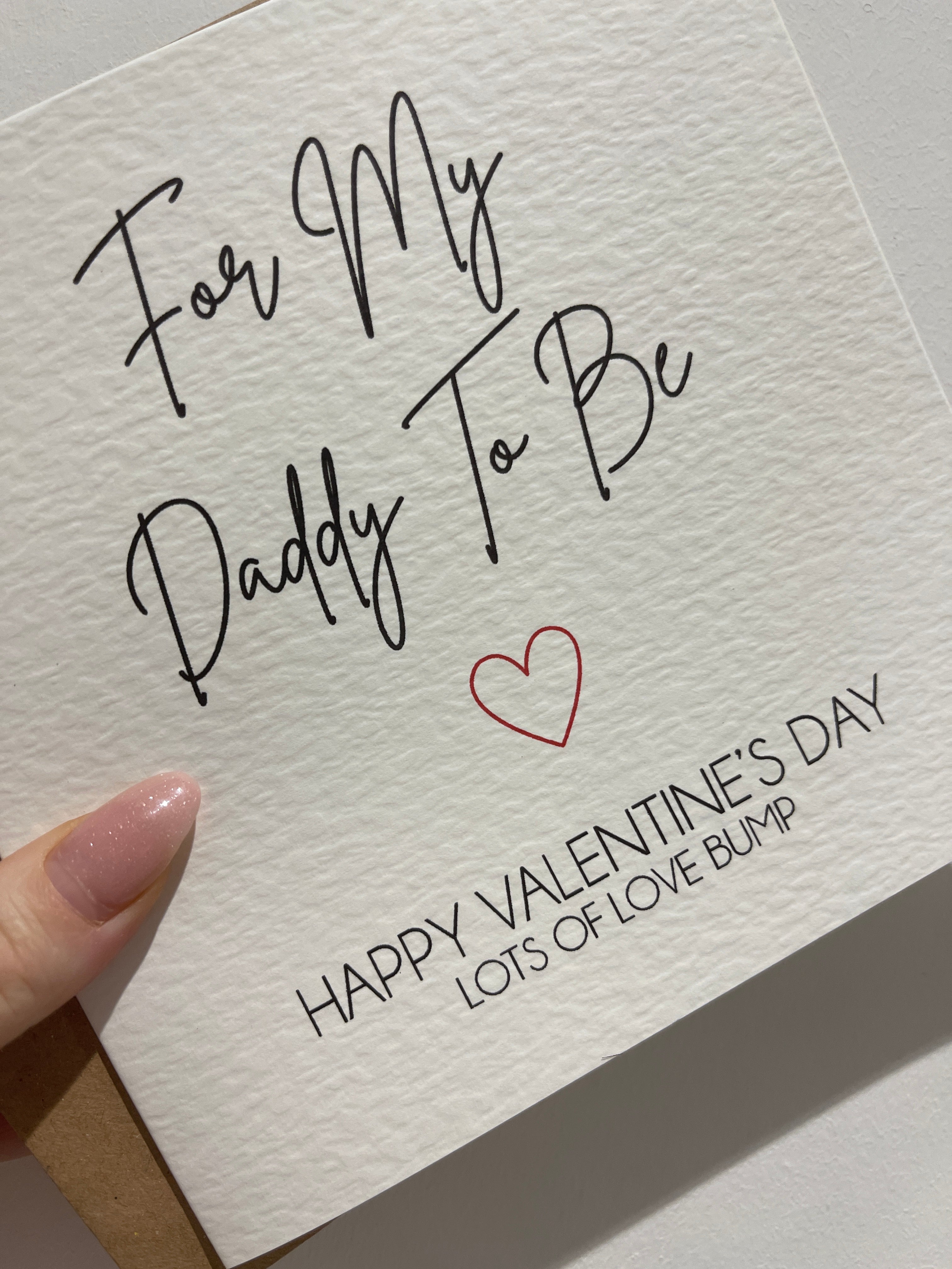 For My Daddy To Be Bump Valentines Day Funny Humorous Hammered Card & Envelope-1