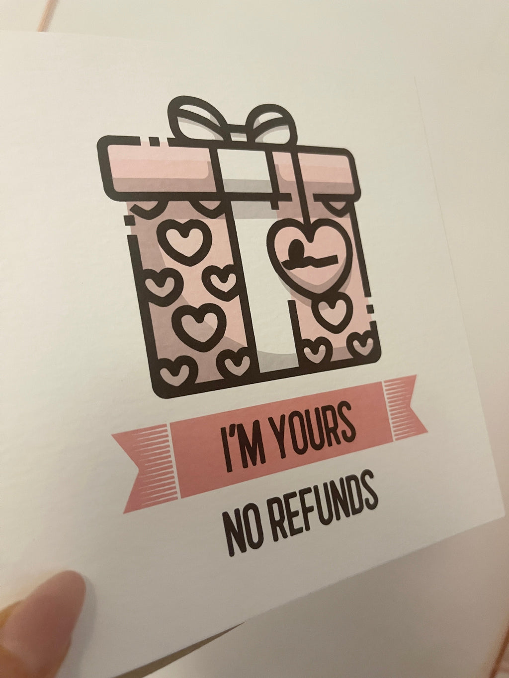 I'm Yours No Refunds Valentines Day Funny Humorous Hammered Card & Envelope-1