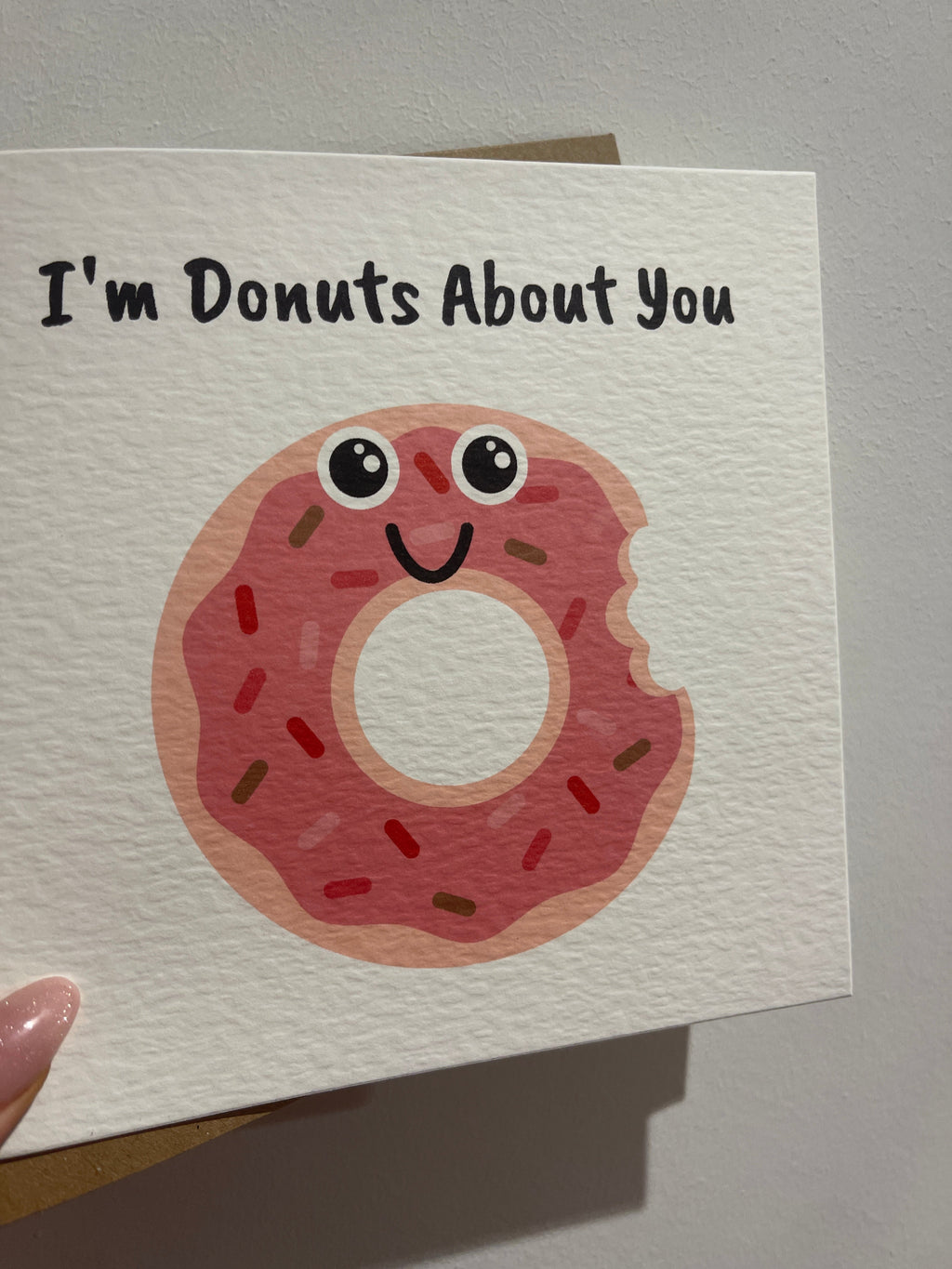 I'm Donuts About You Valentines Day Funny Humorous Hammered Card & Envelope-1