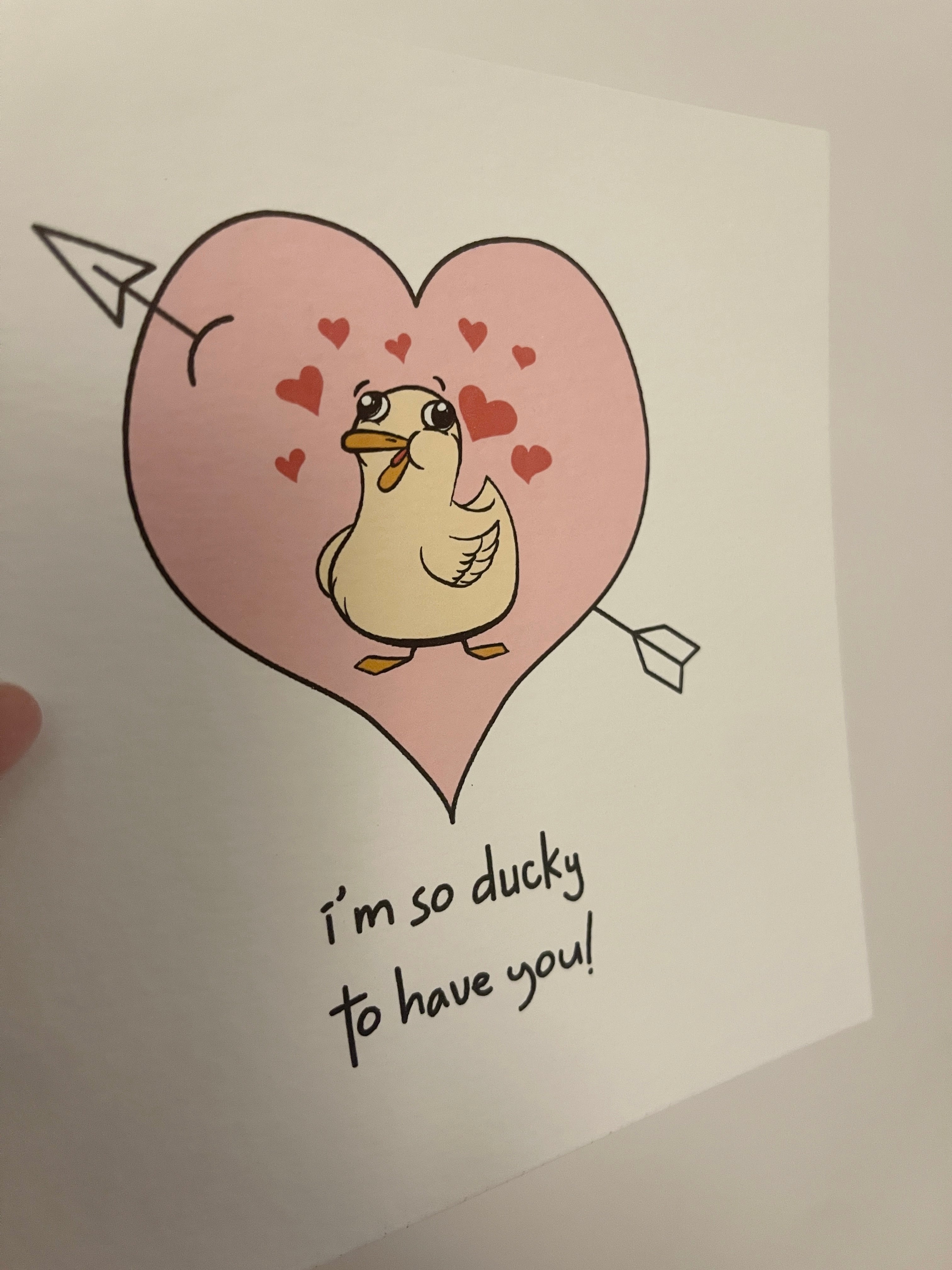 I'm So Ducky To Have You! Valentines Day Funny Humorous Hammered Card & Envelope-1
